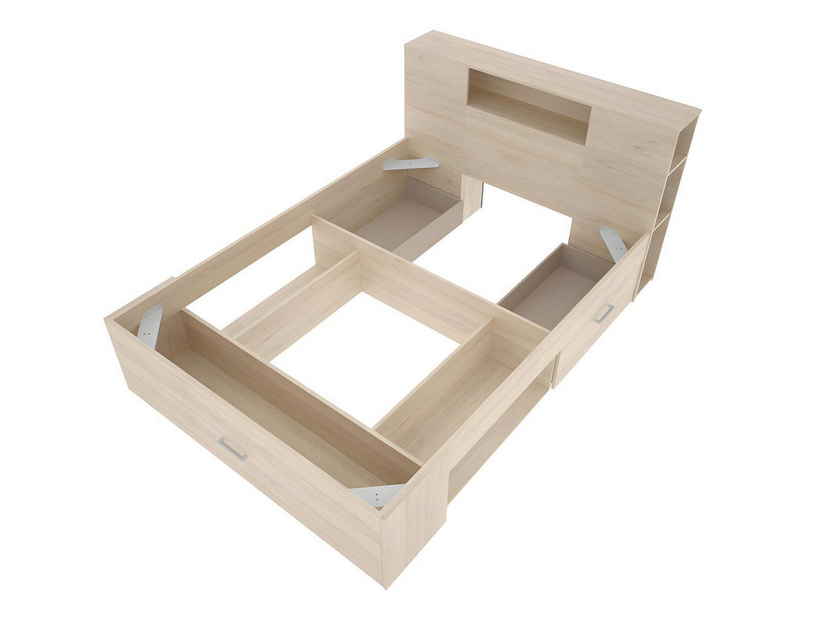 BETTRAHMEN - 2 Personen - holz - naturfarben hell Leandre - Weiß, Holz (160/200cm) - Vente-Unique