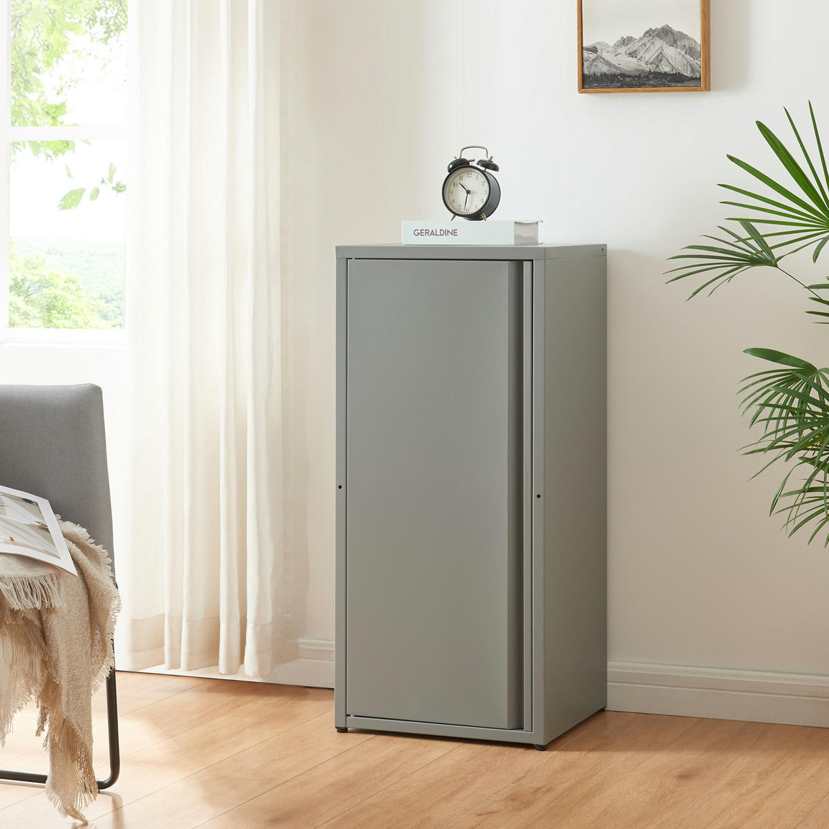 AKTENSCHRANK Burlöv - Grau, Metall (40/88/35cm) - [en.casa]