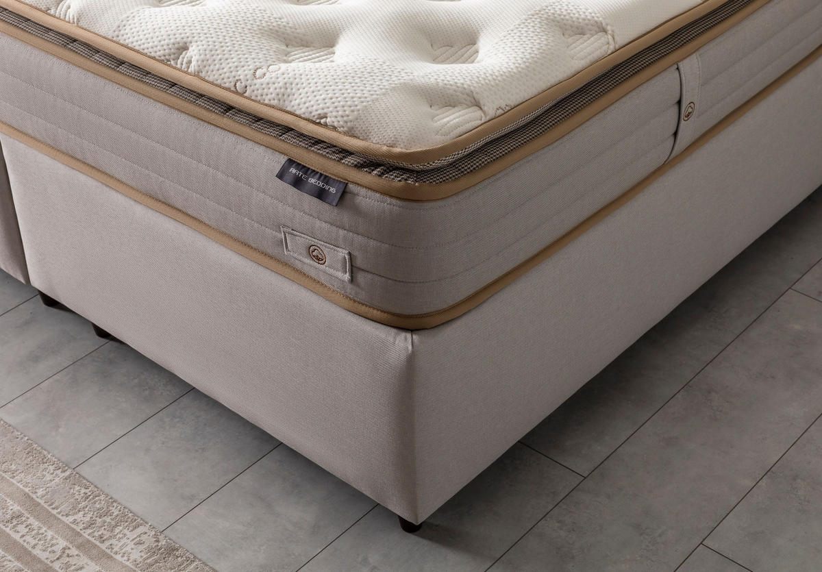 POLSTERBETT-SET Organic 150x200 Beige - Bett inkl. Matratze - Beige, Metall (150/200cm) - Villa Möbel