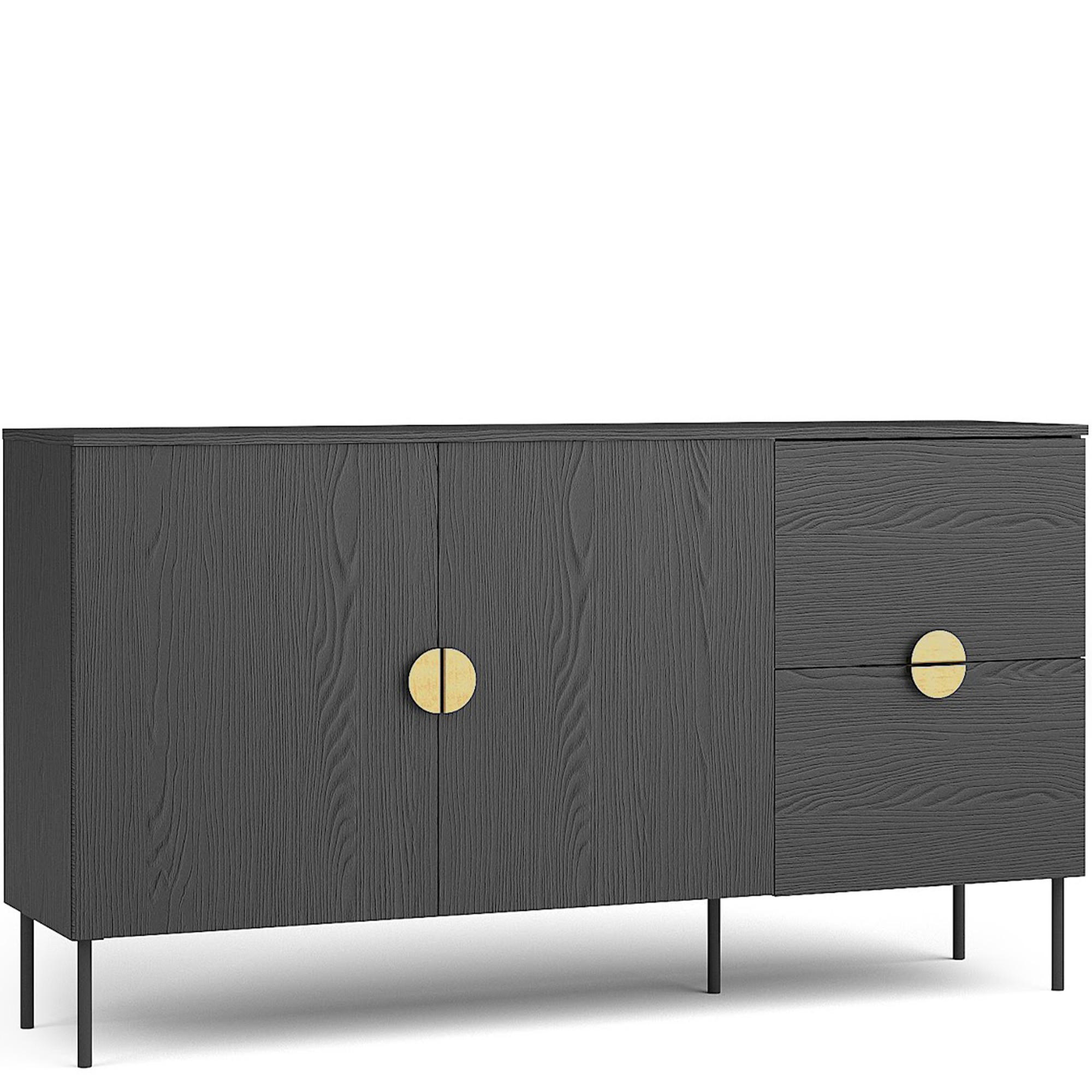 KOMMODE VIDIS Kombikommode - Schwarz, Holzwerkstoff (160/88/40cm) - KONSIMO®