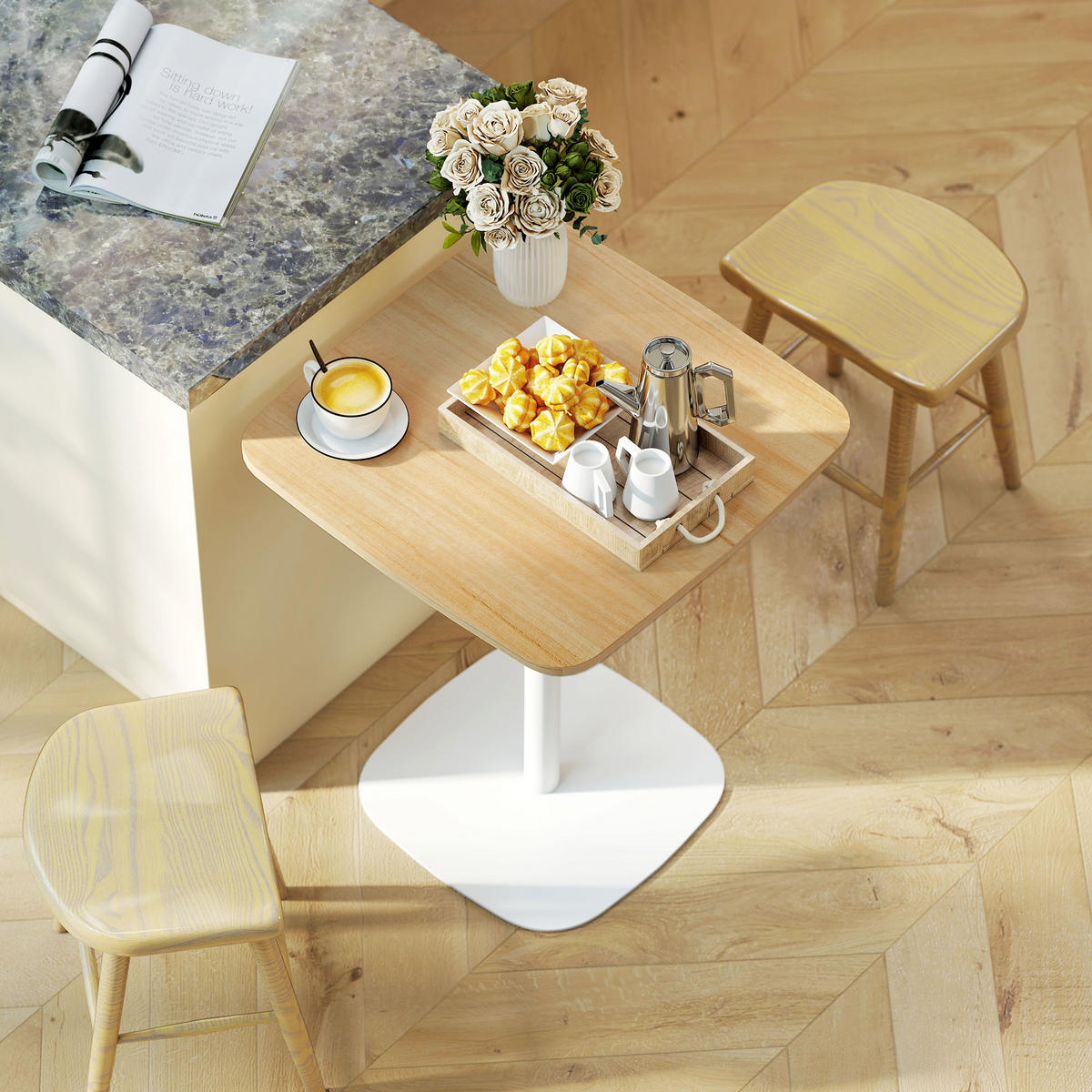 ESSTISCH Naturfarben 60/60/75 cm - Naturfarben, Metall (60/60/75cm) - PANGIVO
