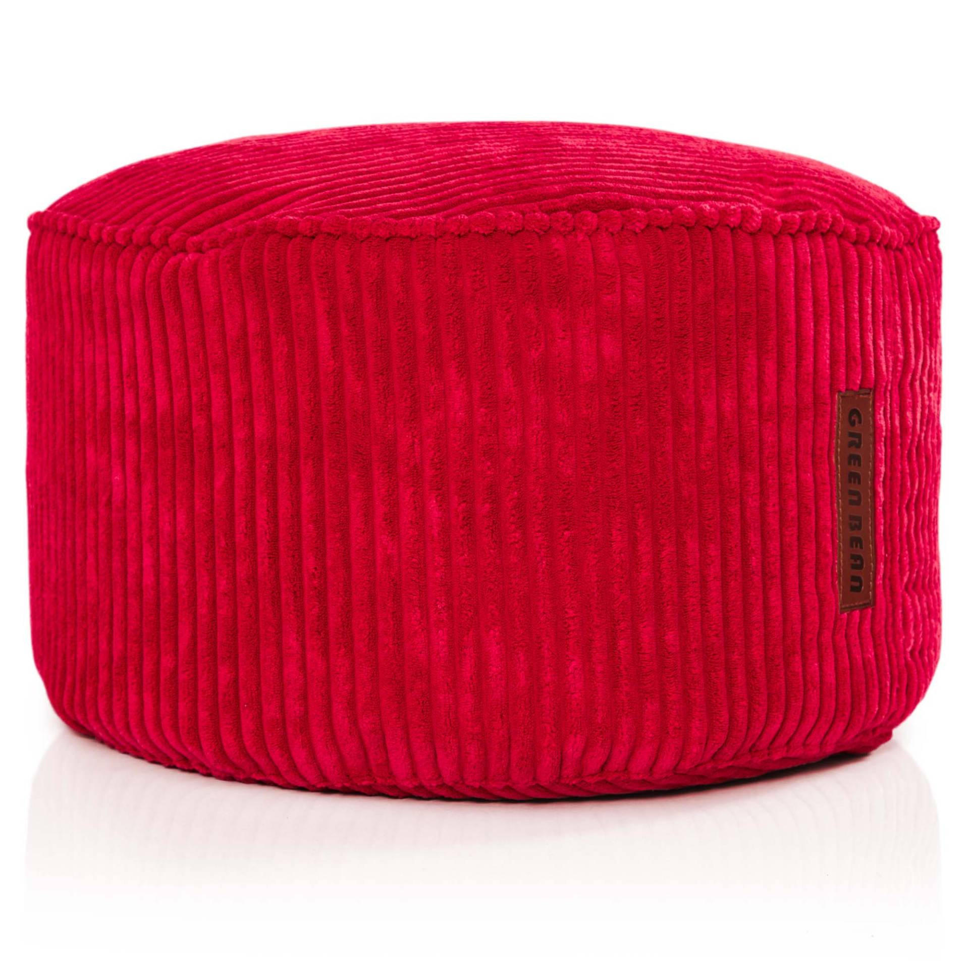 SITZSACK-HOCKER Pouf "Cord" 45x25cm - Rot, Textil (45/25/45cm) - Green Bean