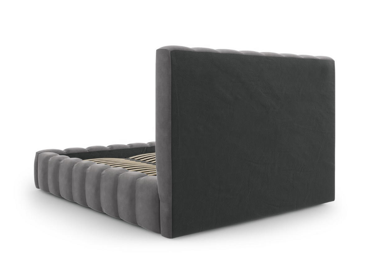 BETT mit Bettkasten und Kopfteil Kelp aus Samt grau 160x200cm - Grau, Textil (160/200cm) - Micadoni