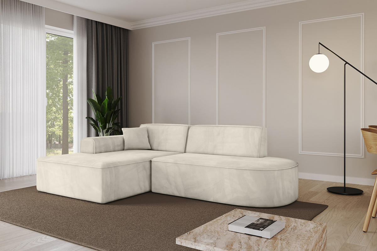 ECKSOFA Ottomane Links IREA-L1-v3 - 234x171x79 cm Dunkelgrau - Ecru, Holzwerkstoff/Textil (234/171cm) - ALTDECOR