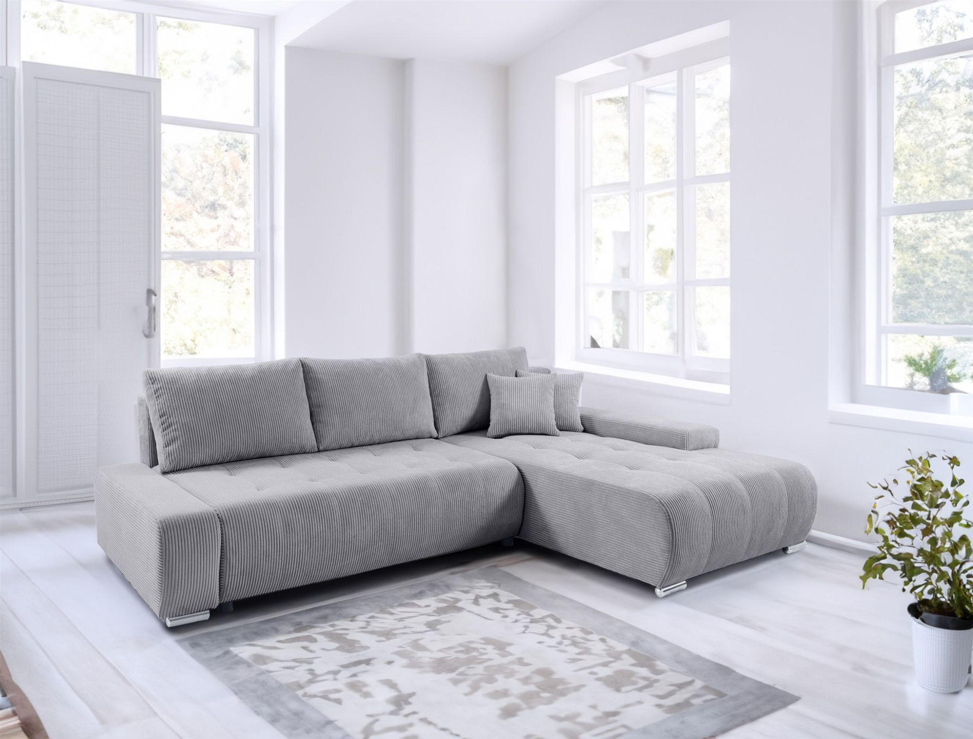 ECKSOFA Vogar In Poso - Hellgrau, Holzwerkstoff/Textil (265/185cm) - Fun Möbel
