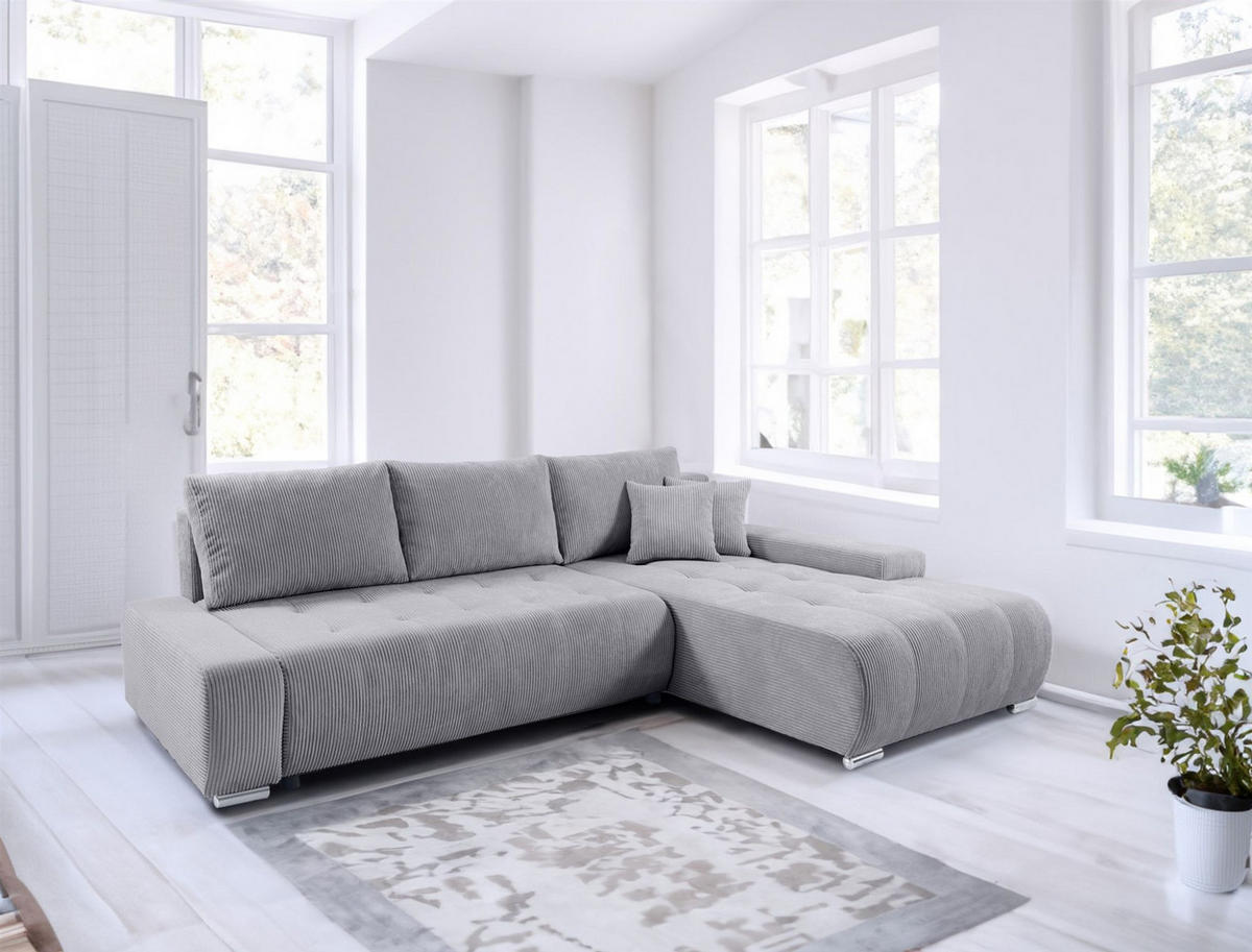 ECKSOFA Vogar In Poso - Hellgrau, Holzwerkstoff/Textil (265/185cm) - Fun Möbel
