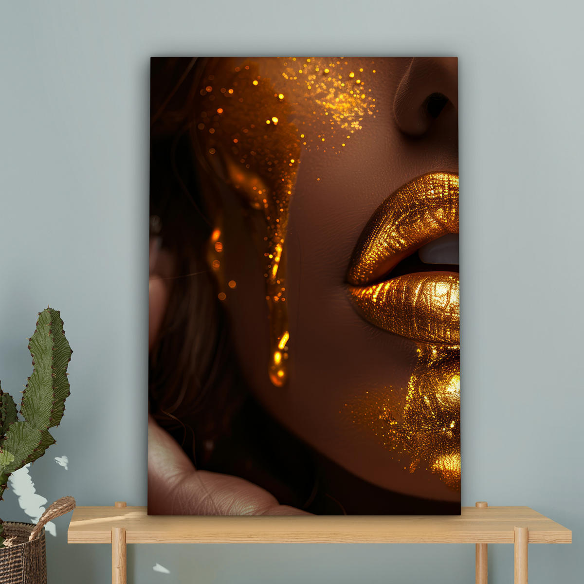 LEINWANDBILD Frau - Gold - Luxus - Porträt 40x60 cm - Goldfarben, Textil (40/60cm) - MuchoWow