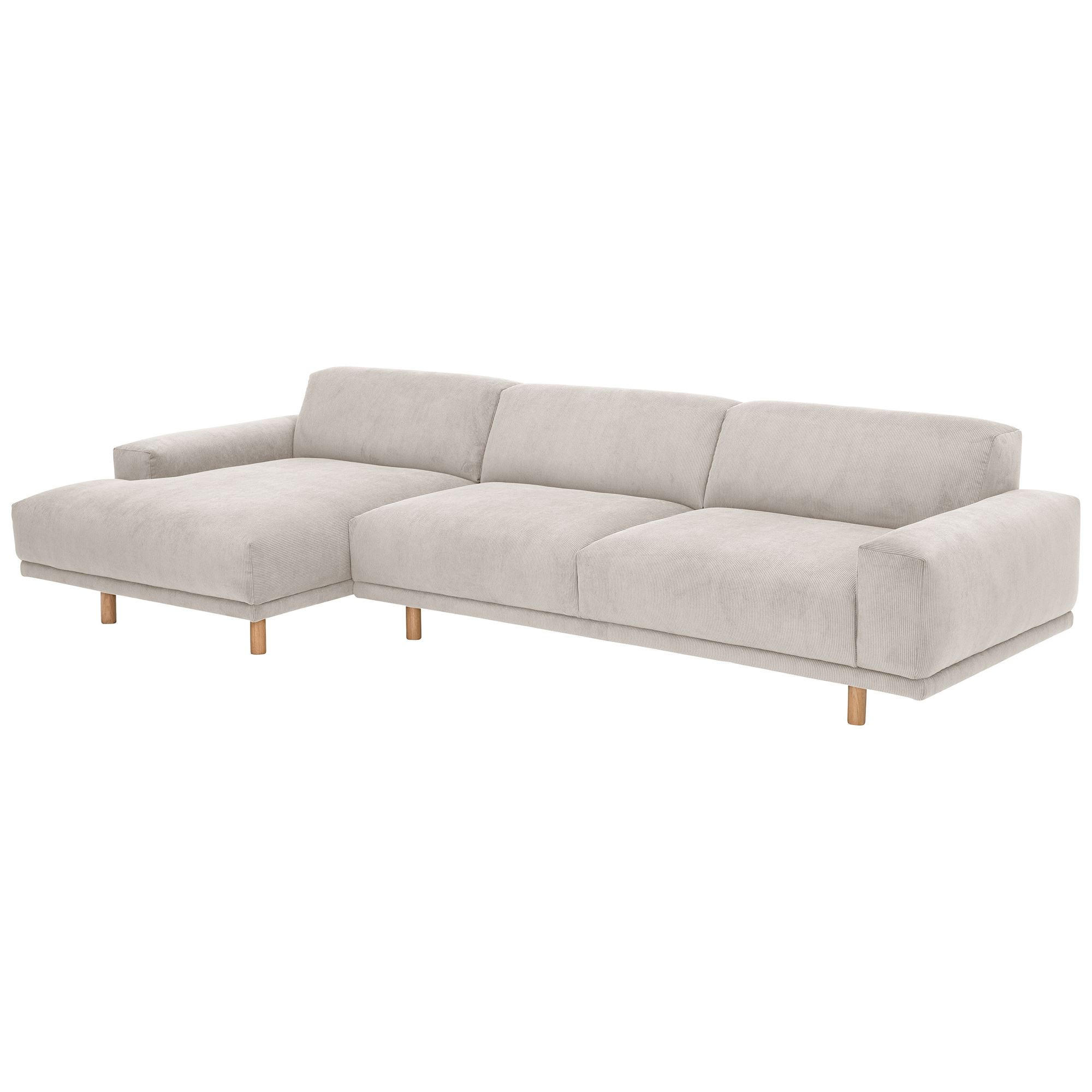 ECKSOFA mit Longchair links Kattryna Cordstoff beige - Beige, Kunststoff (133/283cm) - 58aufmkessel