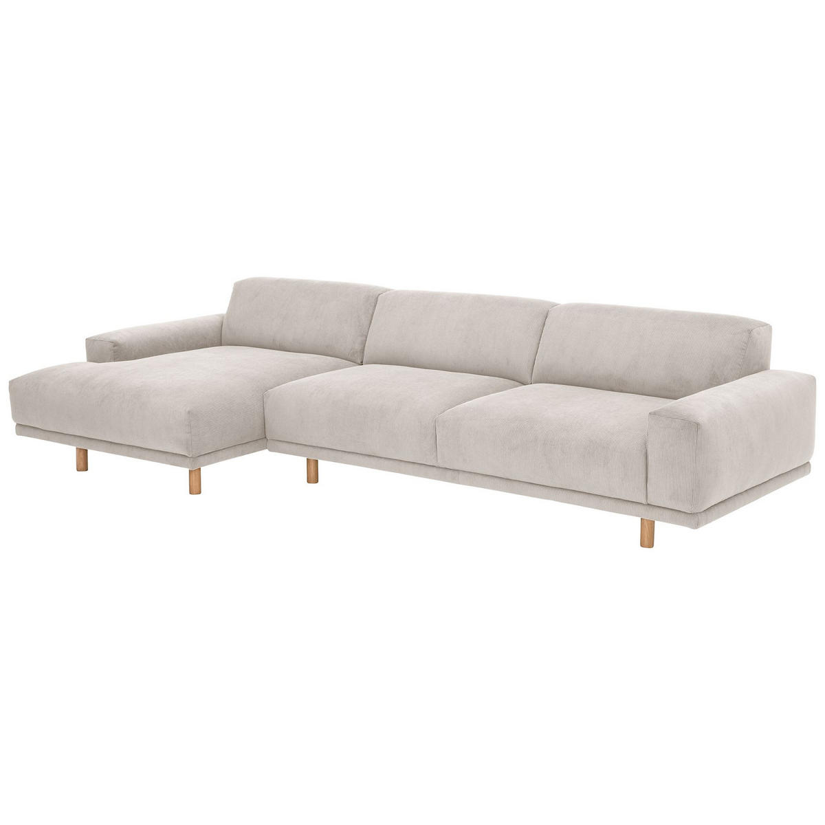 ECKSOFA mit Longchair links Kattryna Cordstoff beige - Beige, Kunststoff (133/283cm) - 58aufmkessel