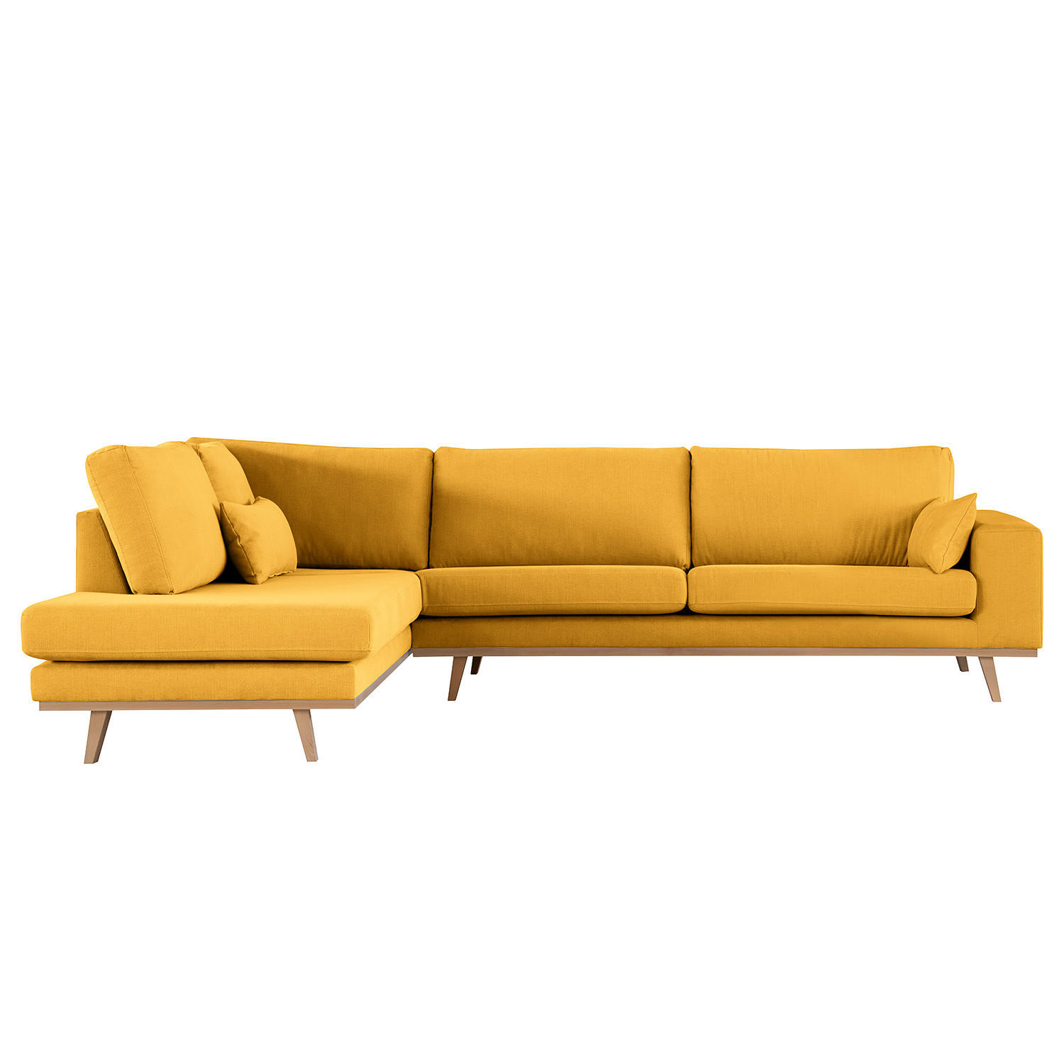 ECKSOFA mit Ottomane - Gelb/Buchefarben, Textil (287/219cm) - home24