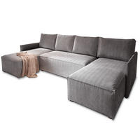 ROHOVÁ SEDAČKA TRES šedá - šedá, dřevo/textil (271/140cm) - MASSENO