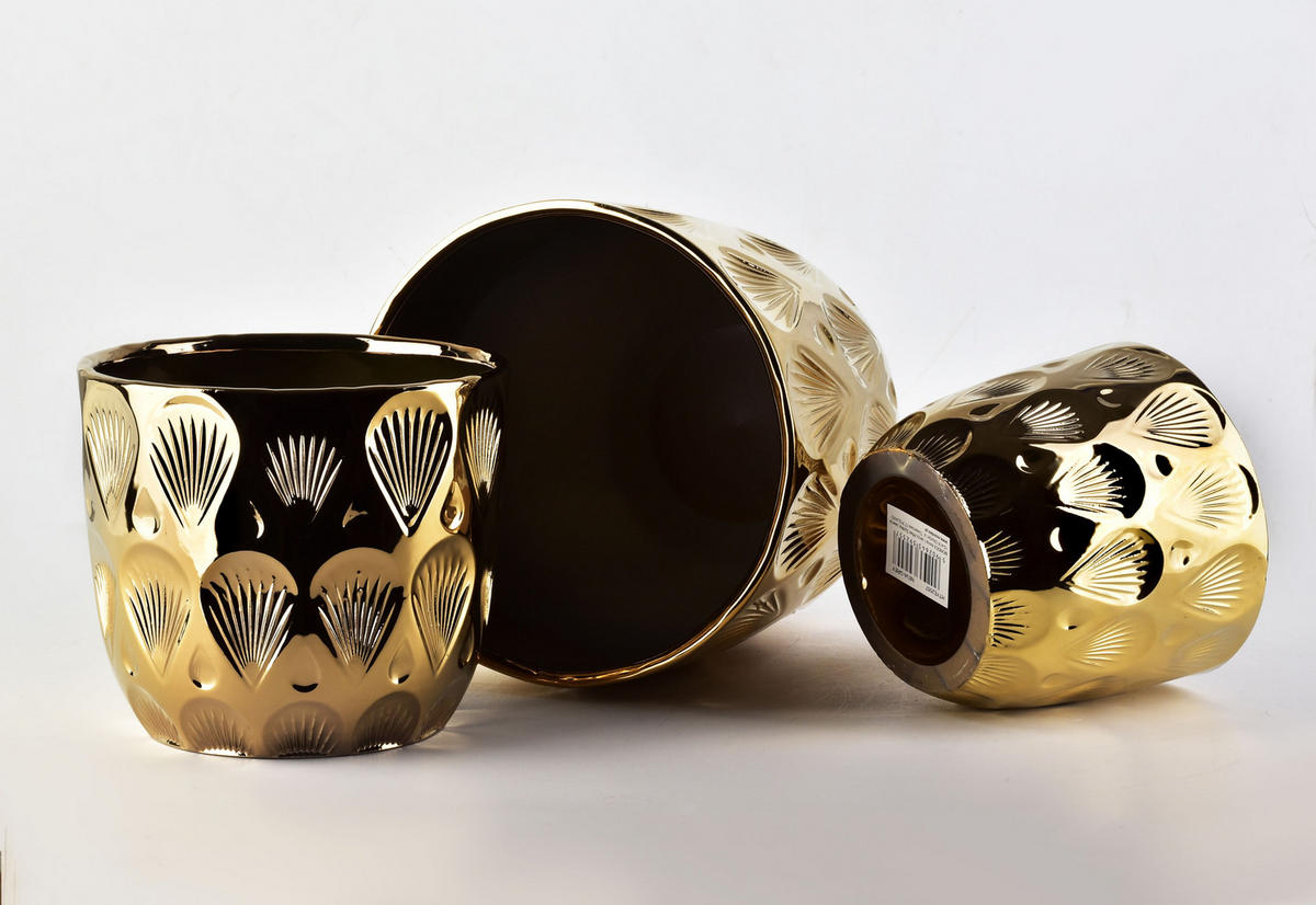 BLUMENTÖPFEN Neva Gold 21/21/19 cm Keramik - Goldfarben, Keramik (21/19cm) - Mondex