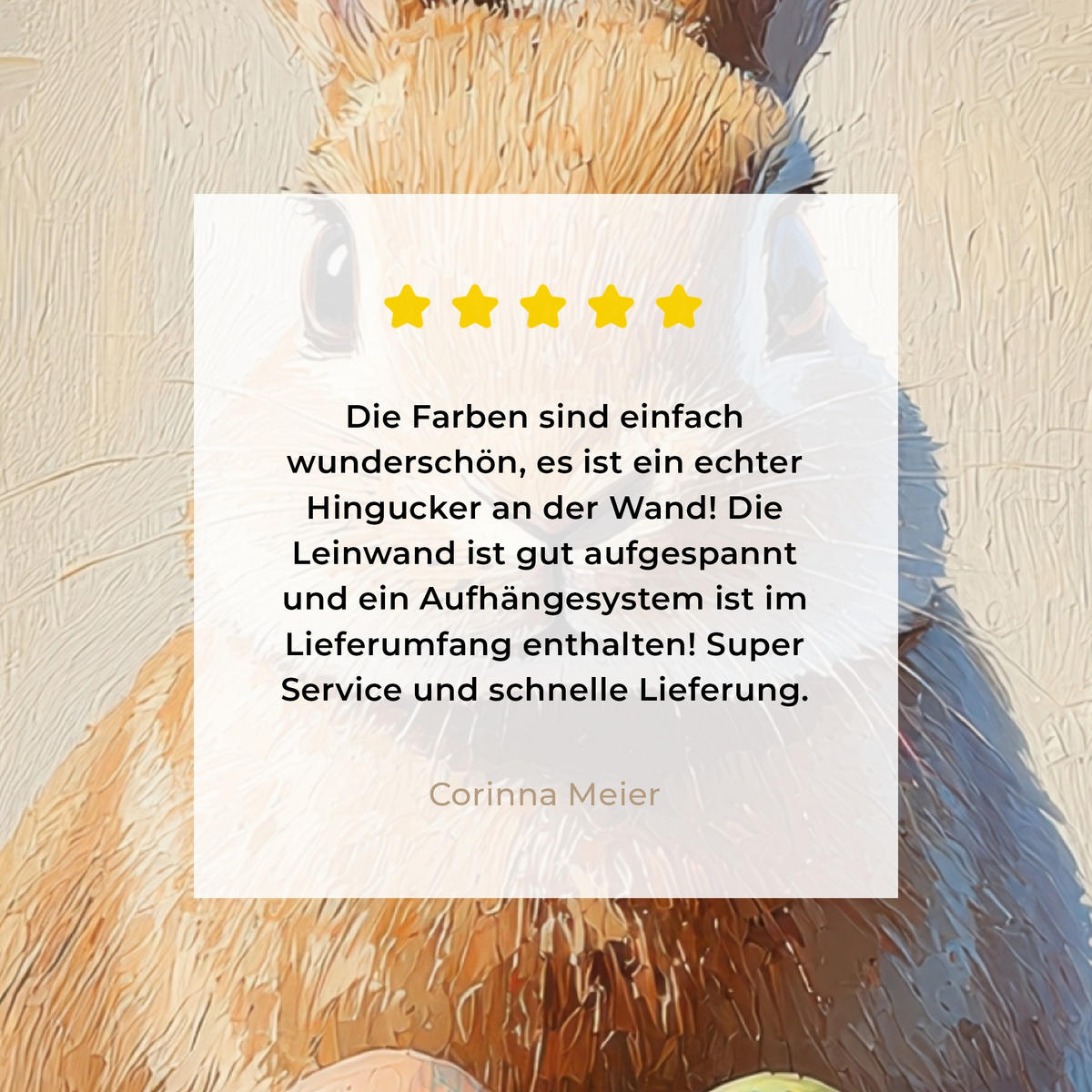 LEINWANDBILD Osterhase - Pastell - Eier Wandbild Wohnzimmer 50x50 cm - Beige, Textil (50/50cm) - MuchoWow