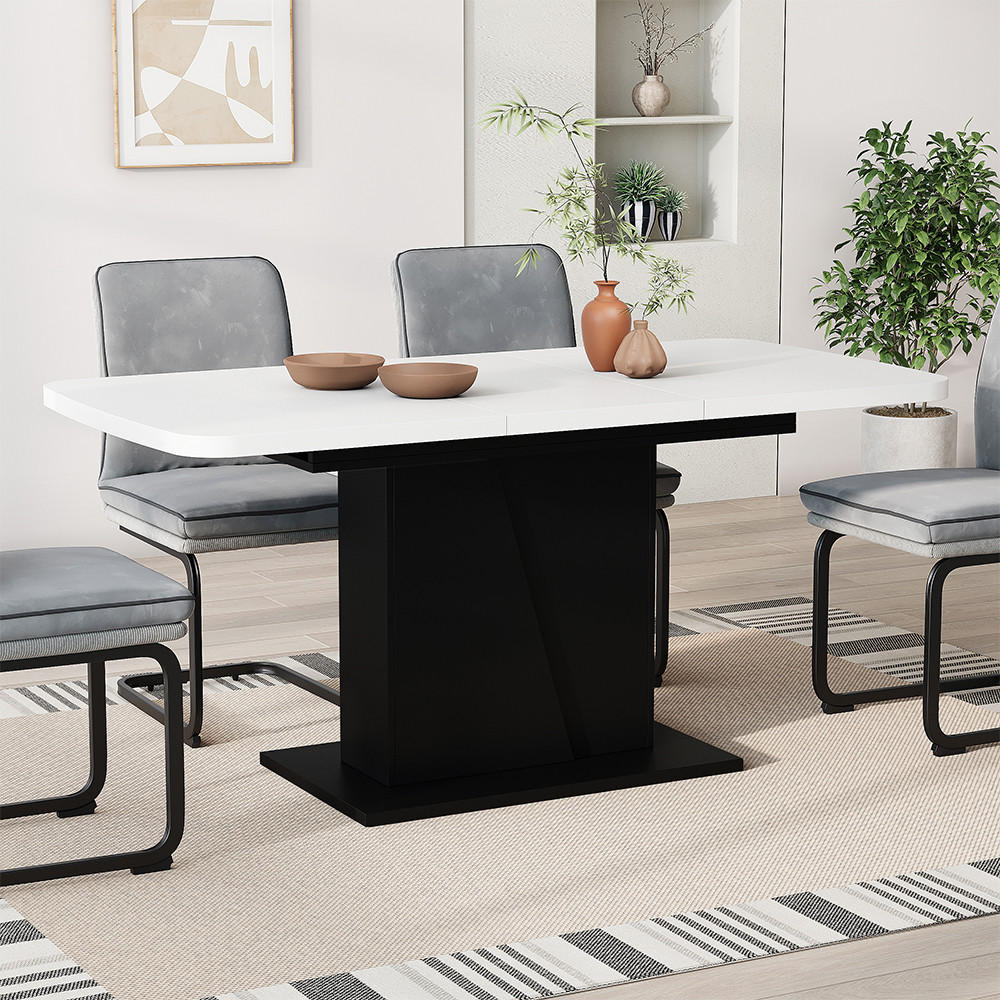 ROZKLÁDACÍ JÍDELNÍ STŮL Fenaro Bílá/černá - bílá/černá, kompozitní dřevo (80/120/77.3cm) - Vicco