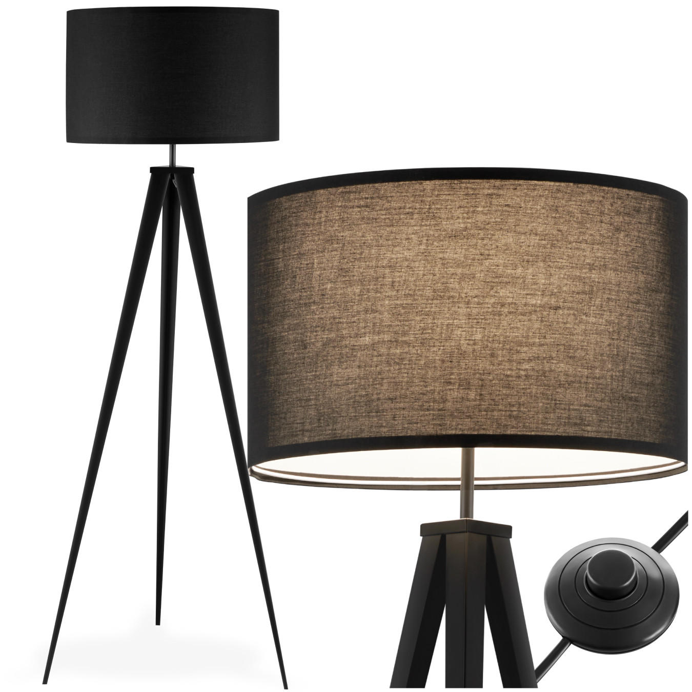 STEHLEUCHTE Lunaris,57 x 57 x 158 cm ,schwarz - Schwarz, Kunststoff (57/57/158cm) - tectake