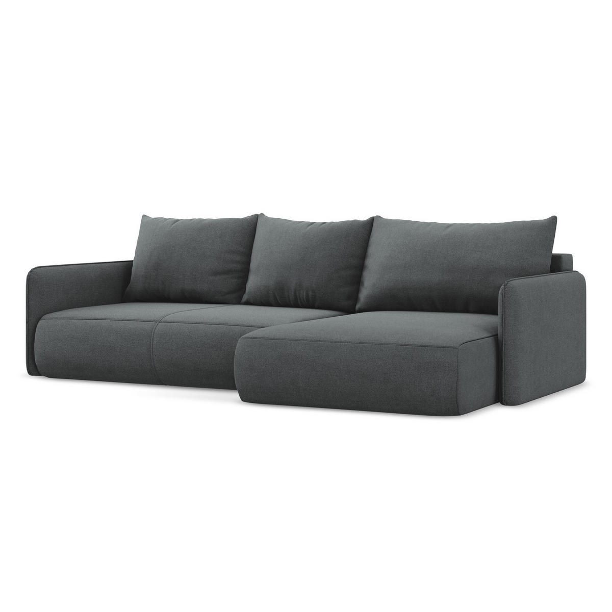 ECKSOFA mit Schlaffunktion Strukturstoff Stoff Grau - Schwarz/Grau, Kunststoff/Textil (240/148cm) - LaMiaSofa