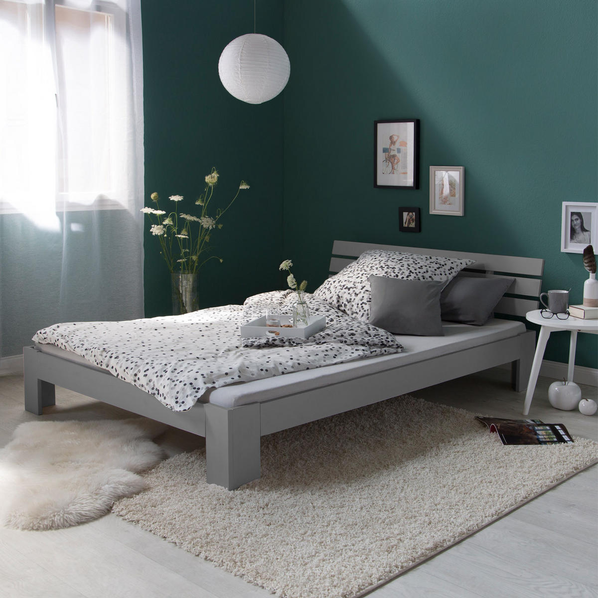 HOLZBETT mit Stauraum 140/200 cm grau - Grau, Holz (140/200cm) - Homestyle4u