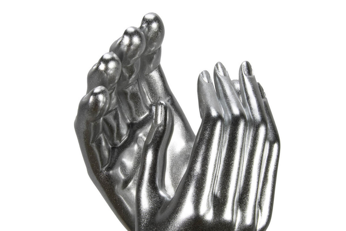 SKULPTUR Silber 21/41 cm - Silberfarben, Stein (4.85/41/21cm) - KUNSTLOFT