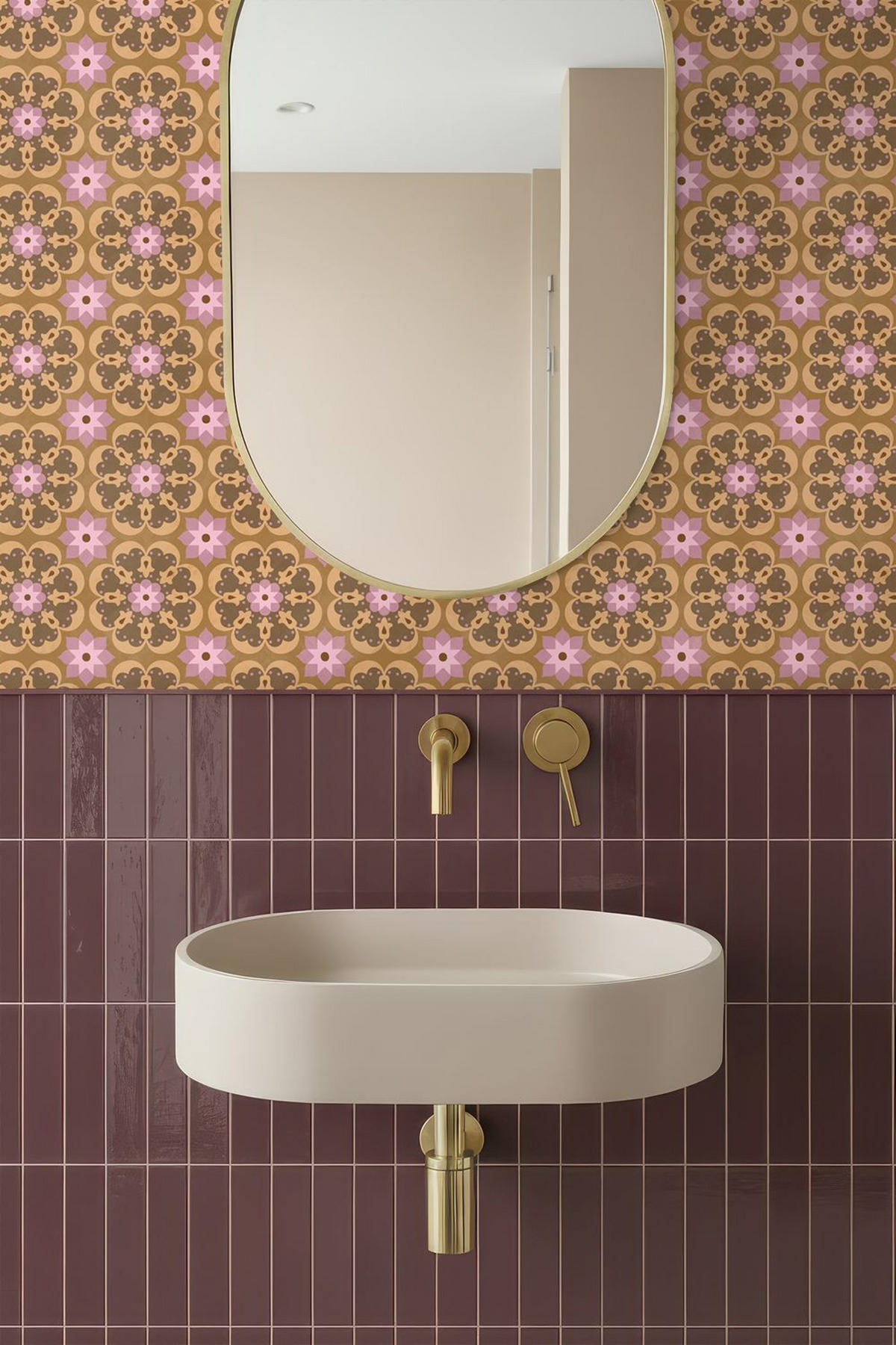 TAPETE Fliesenmuster 50 x 900 cm - Braun, Papier (50/900cm) - ESTAhome