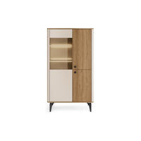 VITRINE AURO 03 88/156/40 cm in Kaschmir / Royal Nussbaum mit LED - Kaschmir/Nussbaumfarben, Holzwerkstoff (88/156/40cm) - Deine Möbel 24