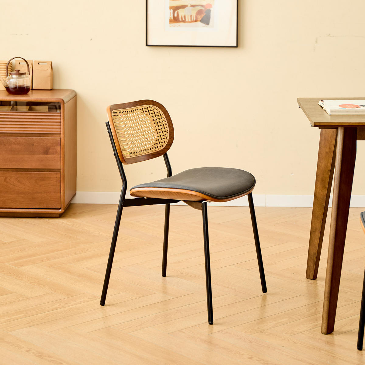 STUHL 2er-Set Kunstleder Schwarz - Schwarz, Textil (46/75/55cm) - Nordlys