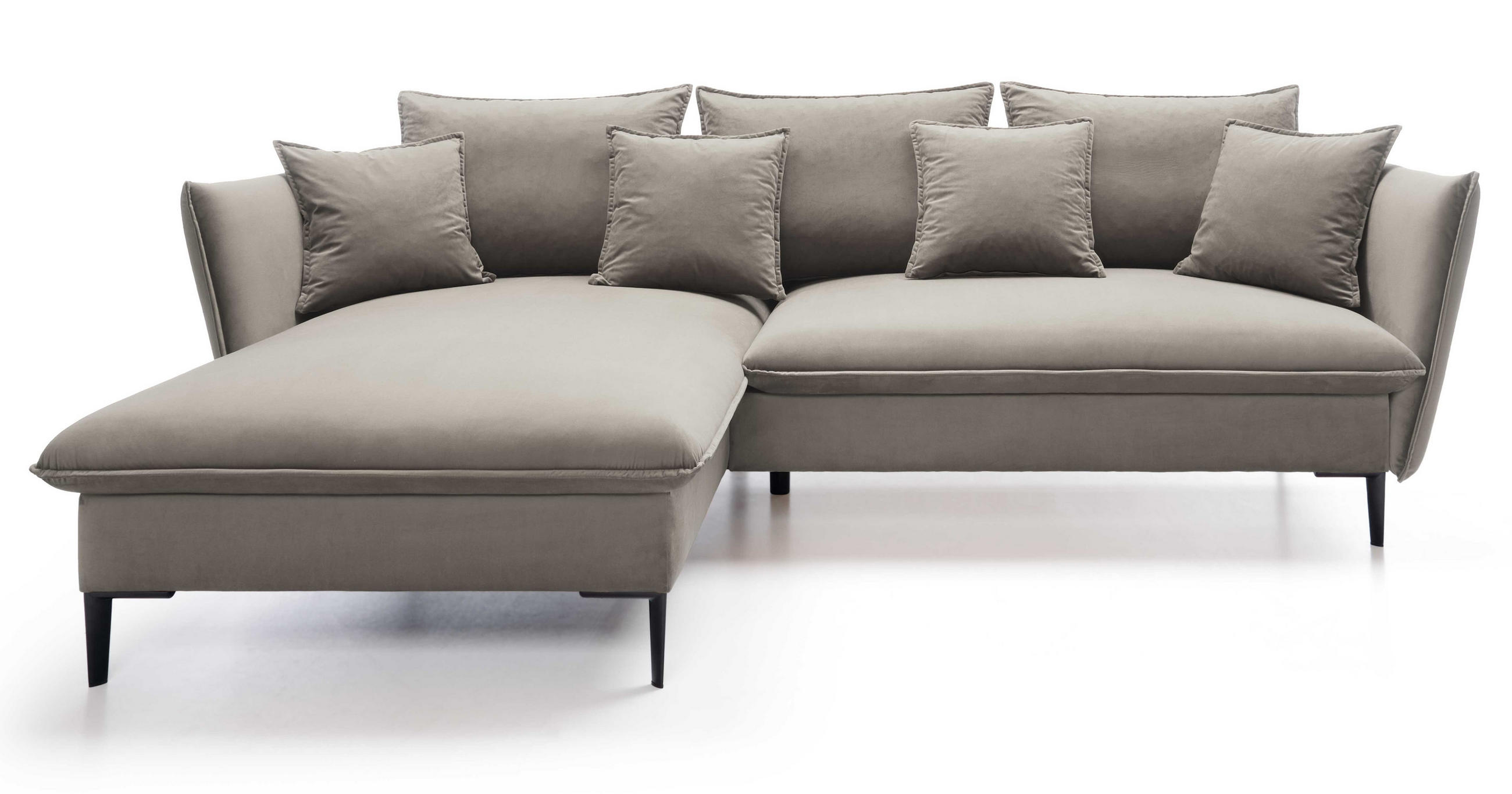 ECKSOFA Flavio mit Schlaffunktion, Bettkasten 260 cm, Links, Grau - Grau, Holz (258/167cm) - Emporius