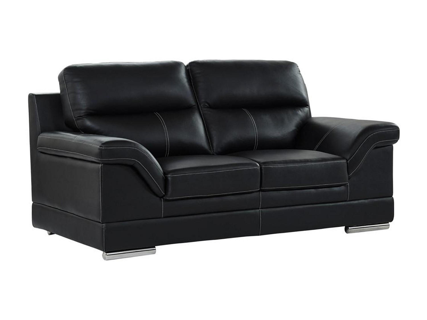LEDERSOFA 2-Sitzer - Büffelleder - Schwarz - MONIKA - Schwarz, Leder (190/100/103cm) - Vente-Unique