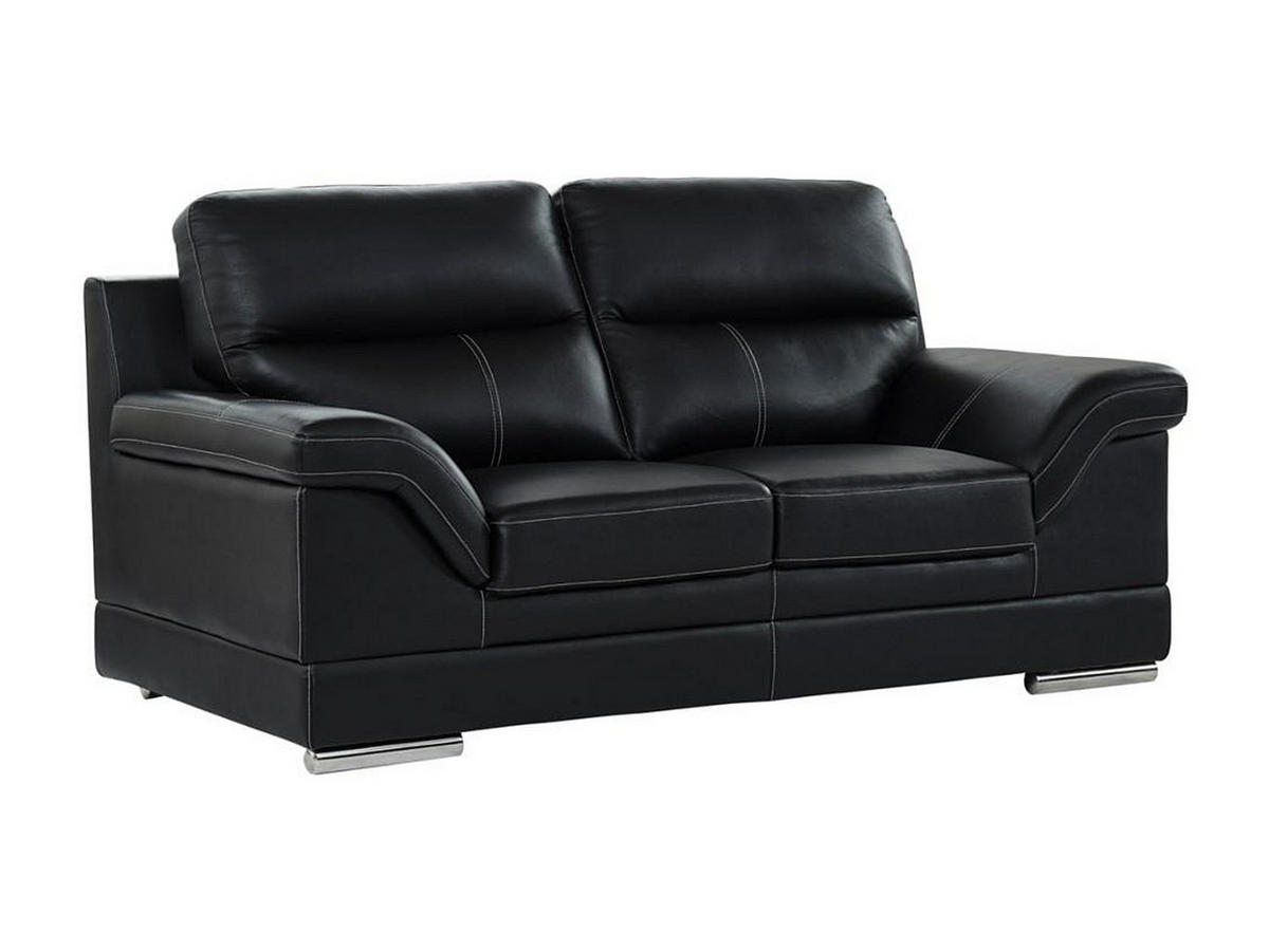 LEDERSOFA 2-Sitzer - Büffelleder - Schwarz - MONIKA - Schwarz, Leder (190/100/103cm) - Vente-Unique