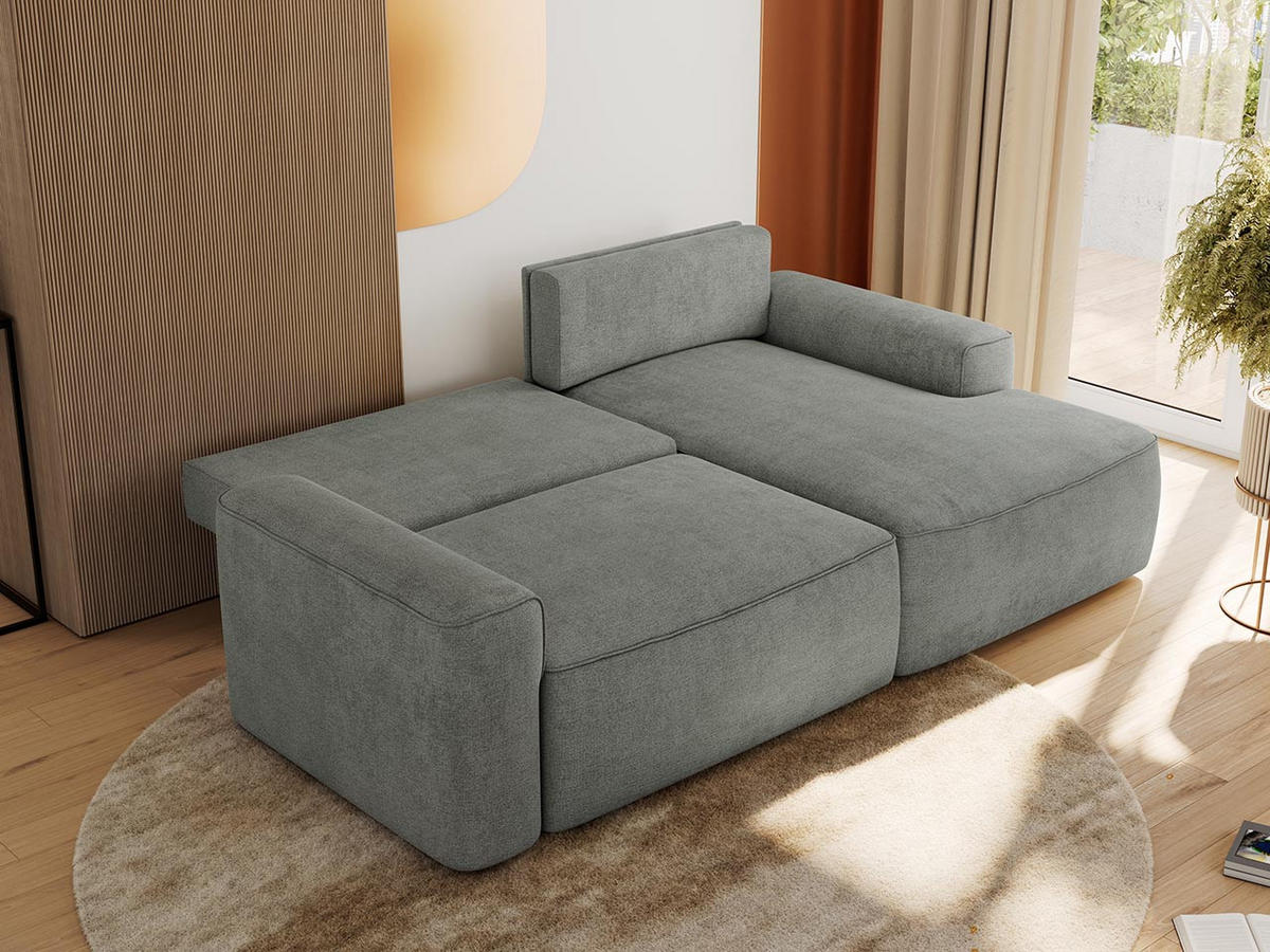 ECKSOFA BELLUNO L Grau Strukture - Rechts - Schwarz/Grau, Textil (233/144cm) - MKS