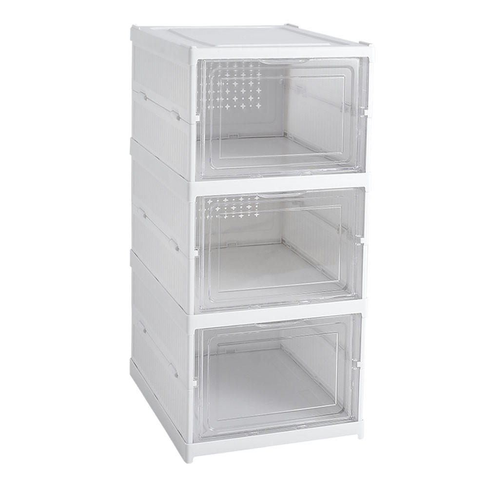 SCHUHSCHRANK 25.7/34.7/54 cm 3-Stufig Klappbar Kunststoff Weiß - Weiß, Kunststoff (25.7/54/34.7cm) - Livingandhome