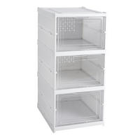SCHUHSCHRANK 25.7/34.7/54 cm 3-Stufig Klappbar Kunststoff Weiß - Weiß, Kunststoff (25.7/54/34.7cm) - Livingandhome