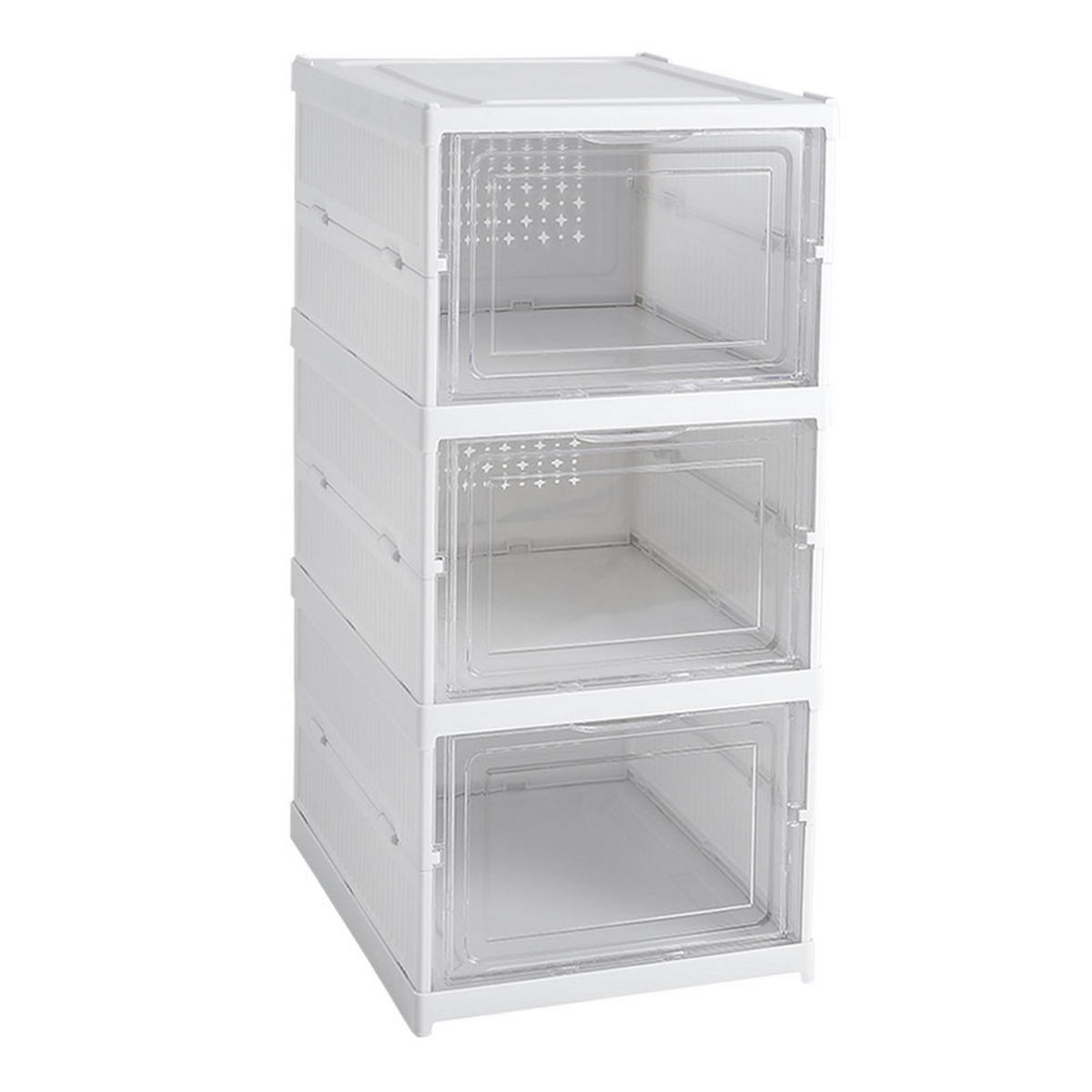 SCHUHSCHRANK 25.7/34.7/54 cm 3-Stufig Klappbar Kunststoff Weiß - Weiß, Kunststoff (25.7/54/34.7cm) - Livingandhome