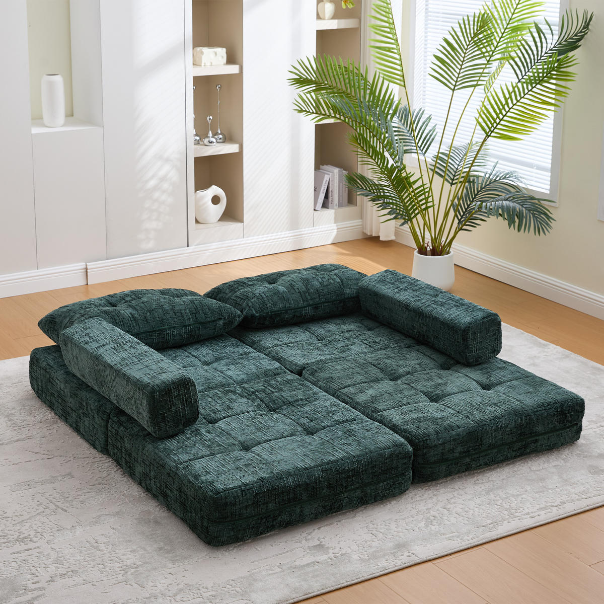 SCHLAFSESSEL Smaragdgrün mit Kissen, Chenille - Grün, Textil/Metall (79/57/79cm) - CHICFURN