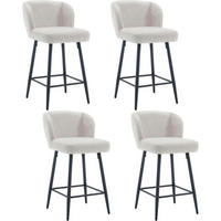 BARHOCKER 4er Set mit Rückenlehne und Metallfüßen in Oatmeal - Beige, Textil (49/93/52cm)