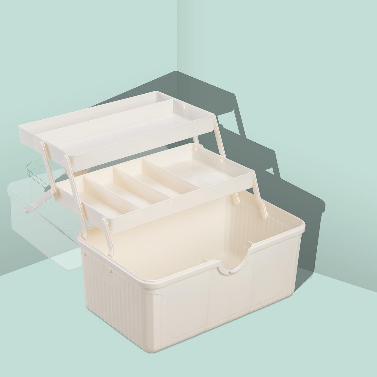APOTHEKENBOX - Creme, Kunststoff (30/20.5/21cm) - Relaxdays