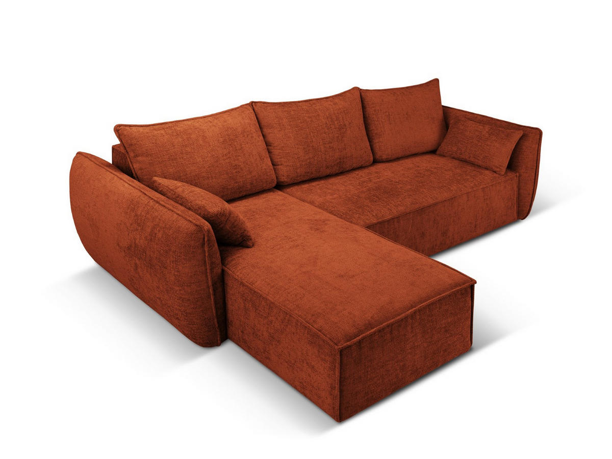 AUSKLAPPBARES-ECKSOFA links mit Container Kaelle aus Chenille-Stoff terrakotta 4 Sitzplätze - Terra cotta, Textil (165/252cm) - Micadoni