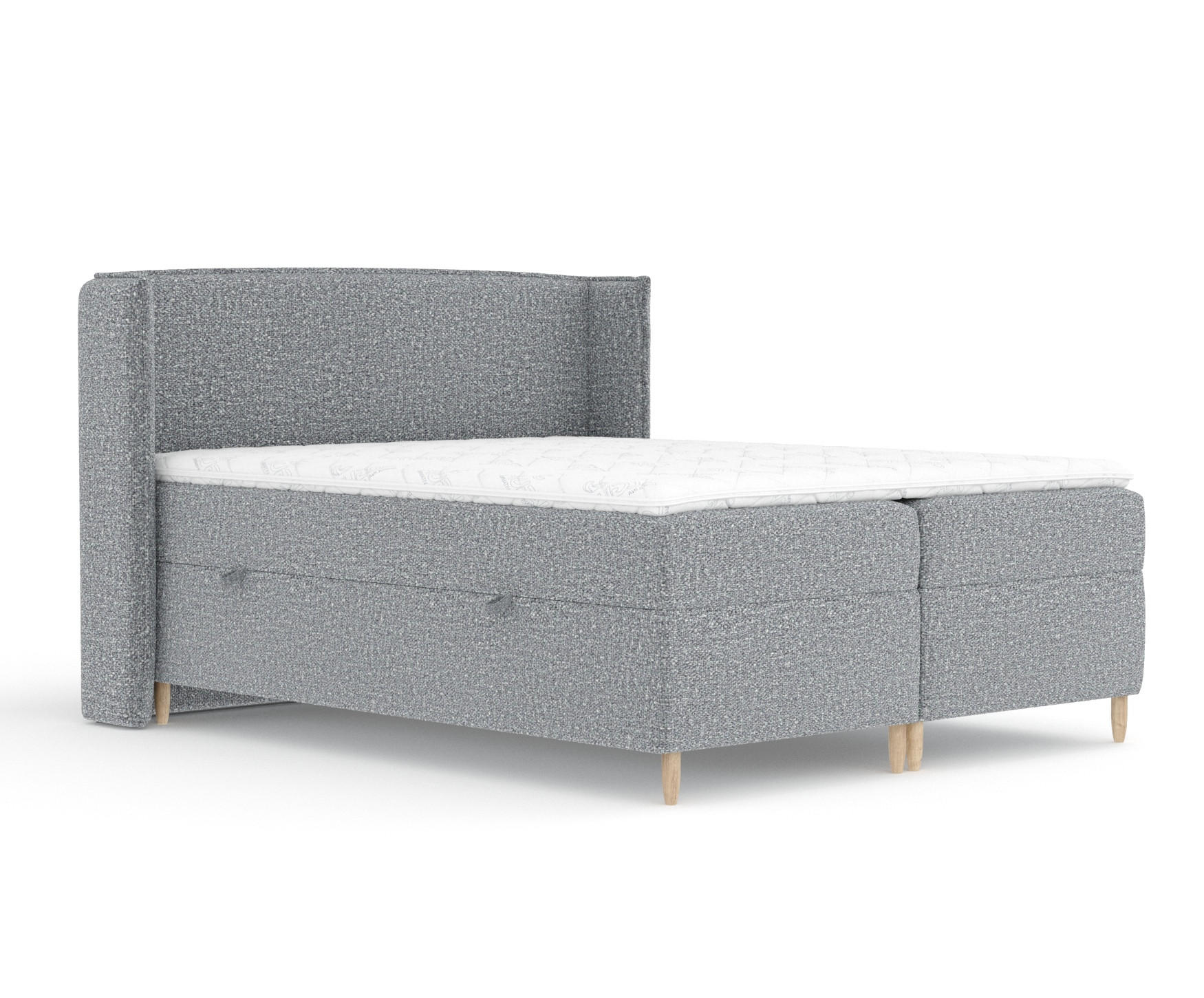 BOXSPRINGBETT Segni Grau 160/200 cm mit Matratze und Topper - Naturfarben/Grau, Holz/Holzwerkstoff (160/200cm) - Maison de Reve