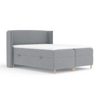 BOXSPRINGBETT Segni Grau 140/200 cm mit Matratze und Topper - Naturfarben/Grau, Holz/Holzwerkstoff (140/200cm) - Maison de Reve