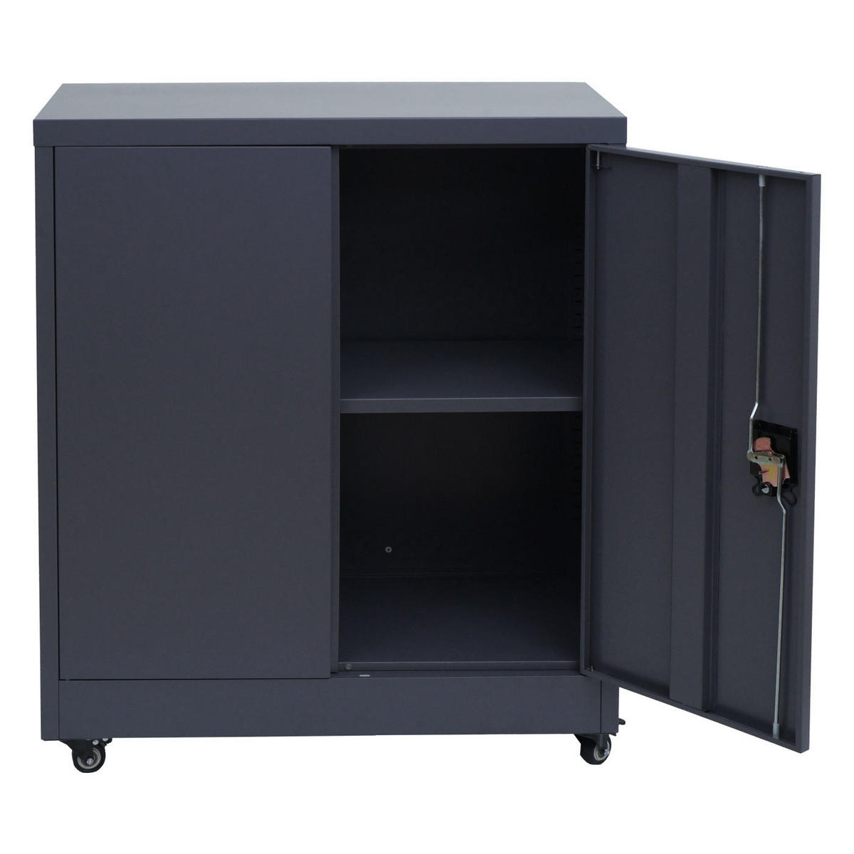 AKTENSCHRANK rollbar HxBxT 98x80x40cm 2 Türen abschließbar Stahl Dunkelgrau - Dunkelgrau, Metall (80/98/40cm) - PROREGAL