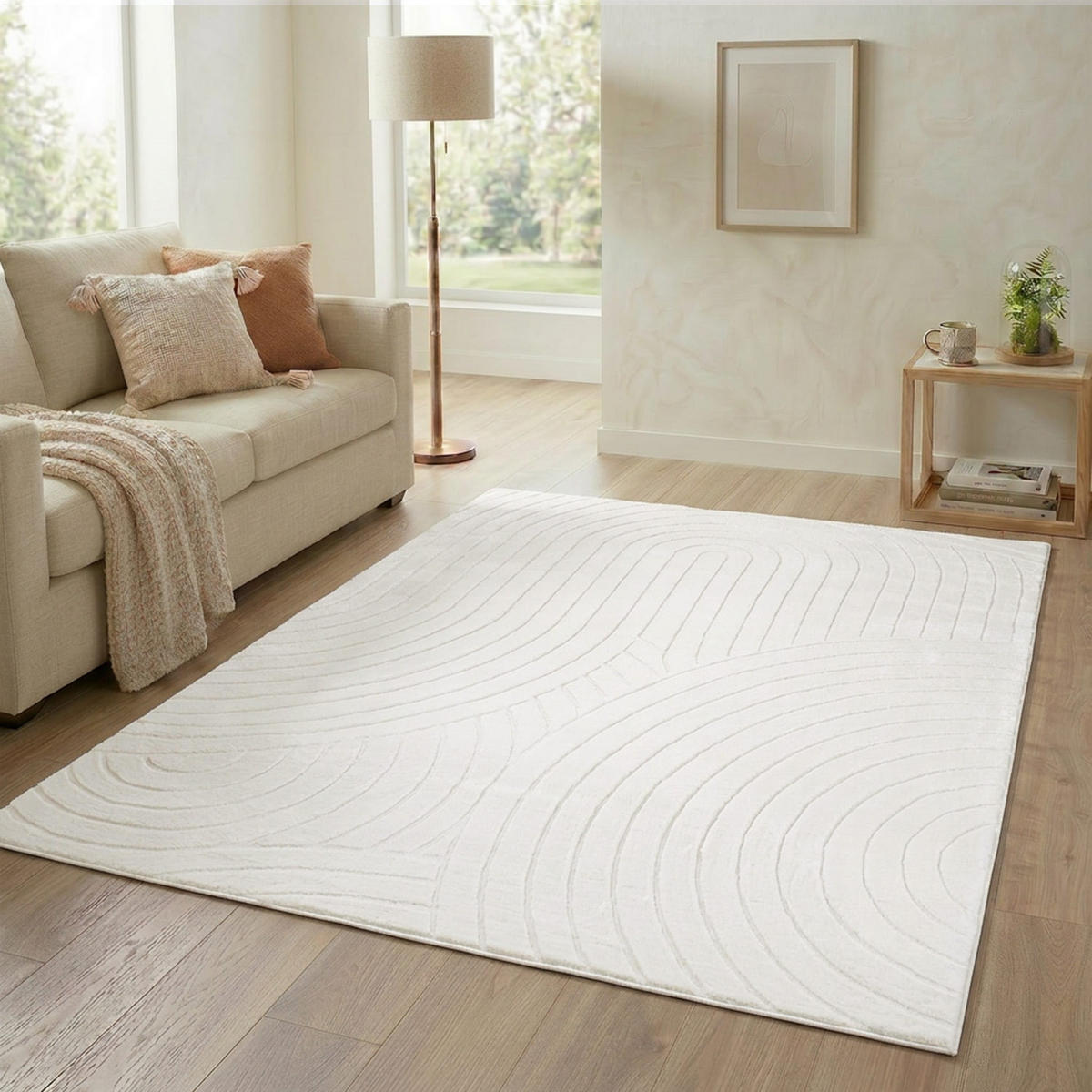 KURZFLOR-TEPPICH Waves 501 Weiß 120x170 cm - Weiß, Textil (120/170cm) - carpet city