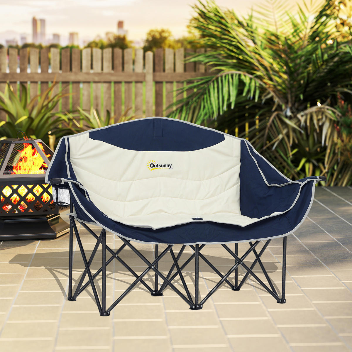 CAMPINGSTUHL Metall Oxfordstoff Blau - Blau, Textil/Metall (50/92/134cm) - Outsunny