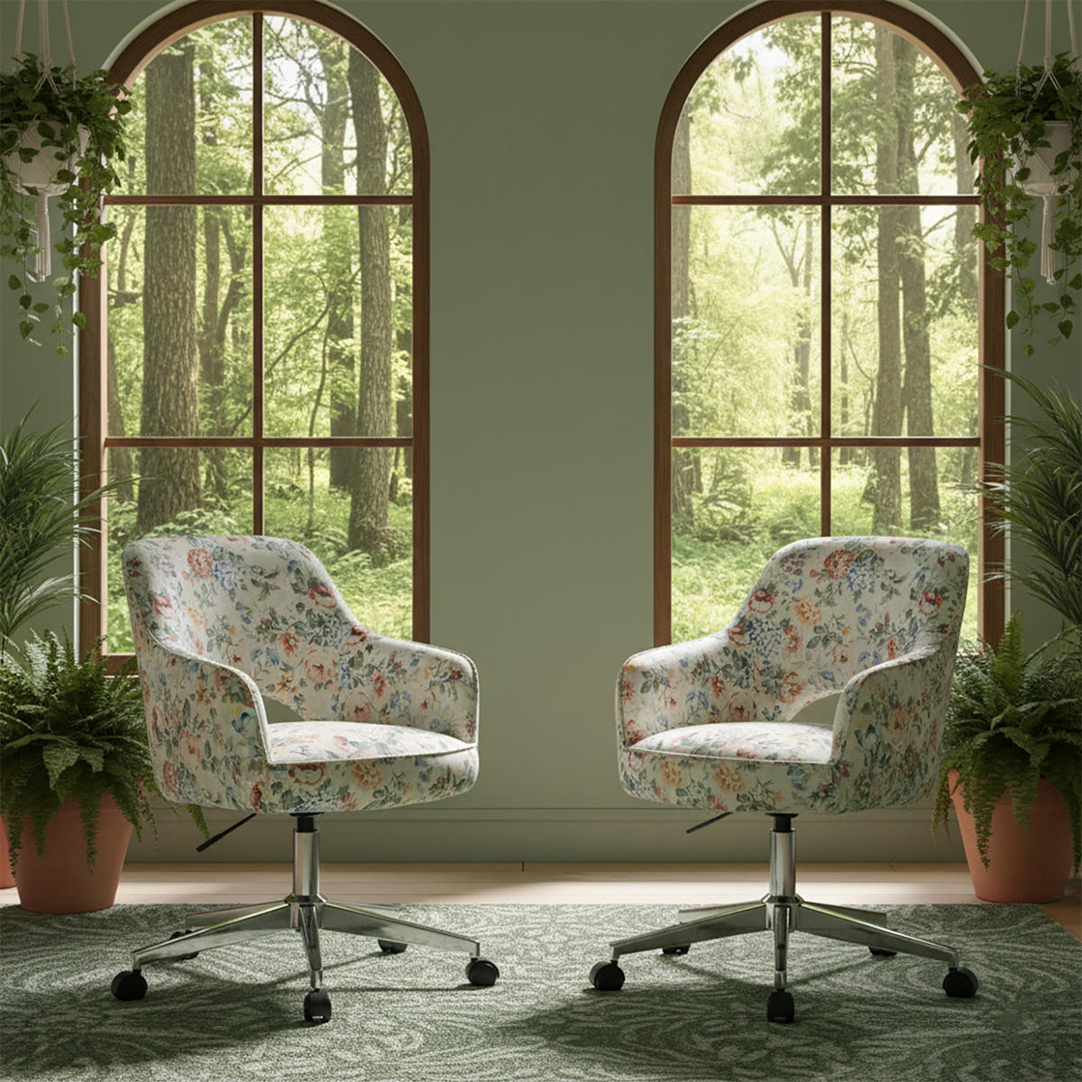 BÜROSTUHL Mika-Faro 2er-Set - Chromfarben/Multicolor, Textil/Metall (60/84/65cm) - DUBI Möbel