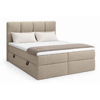 BOXSPRINGBETT RUHE 140x200 cm mit Bettkasten und HR-Topper – Graubeige - Beige, Kunststoff/Textil (140/200cm) - MebleHot