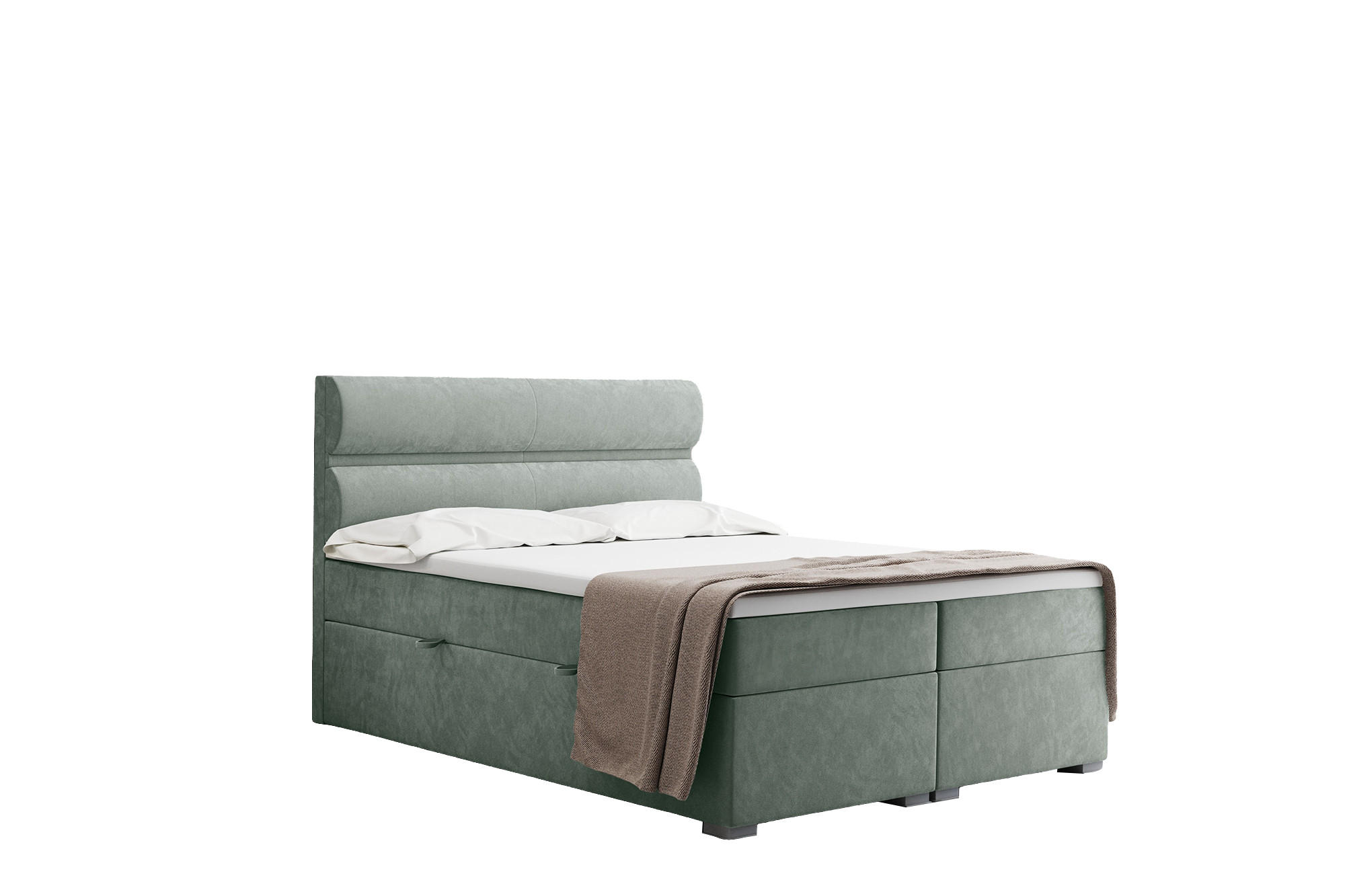 BOXBETT Mit Bettkasten, Matratze Und Topper VERA Stoff Riviera 160x200 cm Mintz H3-Bonell - Mintgrün, Holz/Textil (160/200cm) - Kaiser Möbel