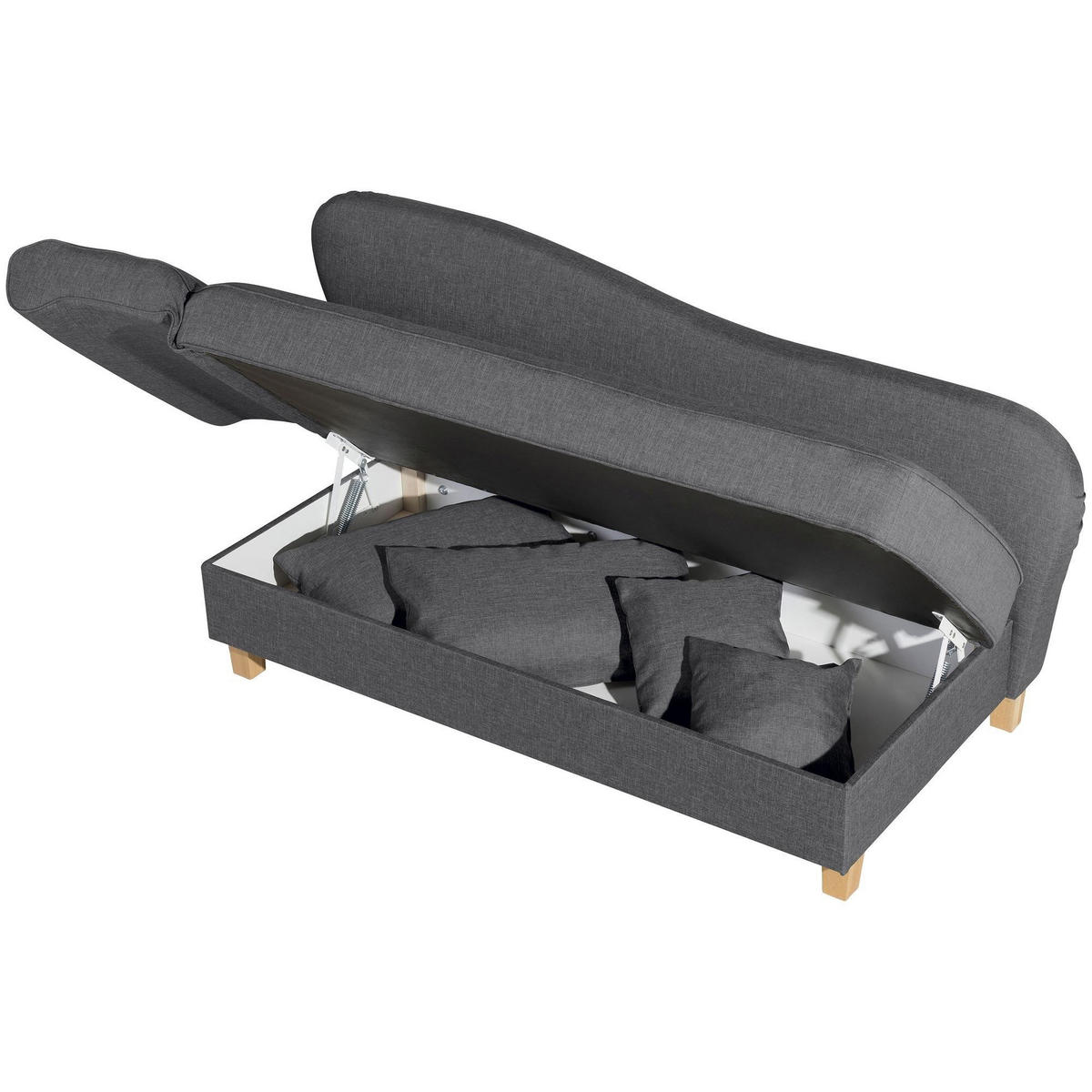 RECAMIERE mit Armteil links klappbar Katia Bezug Flachgewebe Buche natur / graphit - Grau, Kunststoff (190/82/88cm) - 58aufmkessel