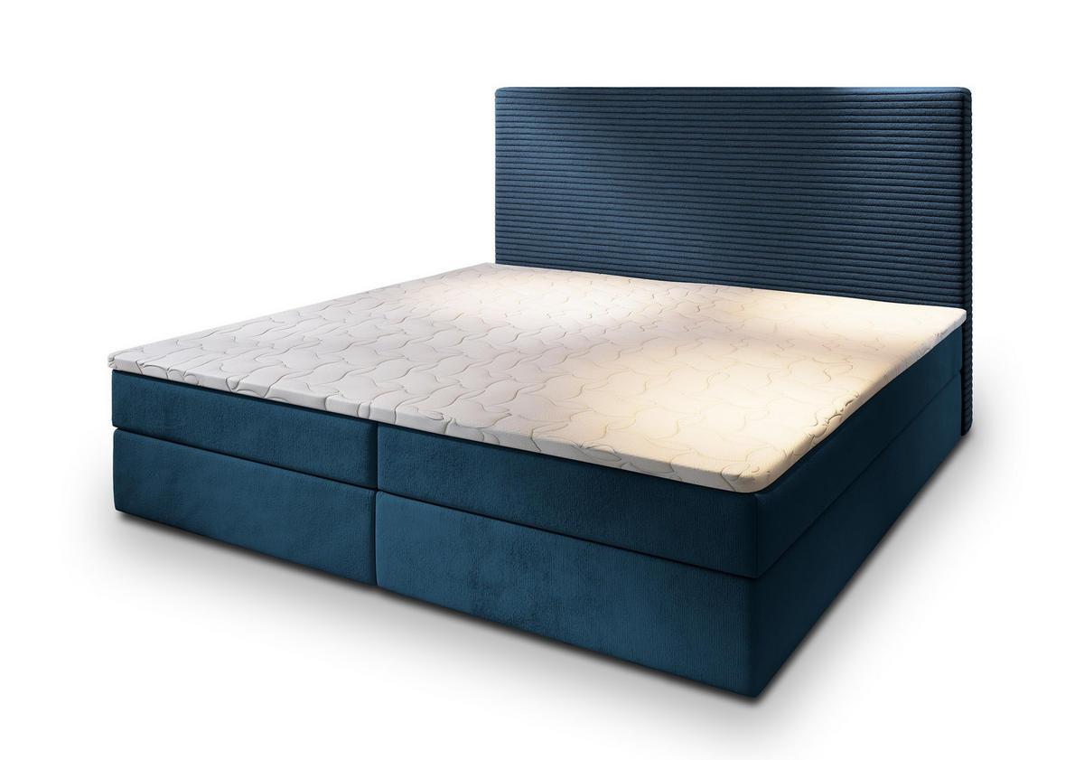 POSTEL BOXSPRING GIARRO 140x200 cm, s matrací a úložným prostorem, modrá - modrá, kompozitní dřevo/textil (140/200cm) - MASSENO