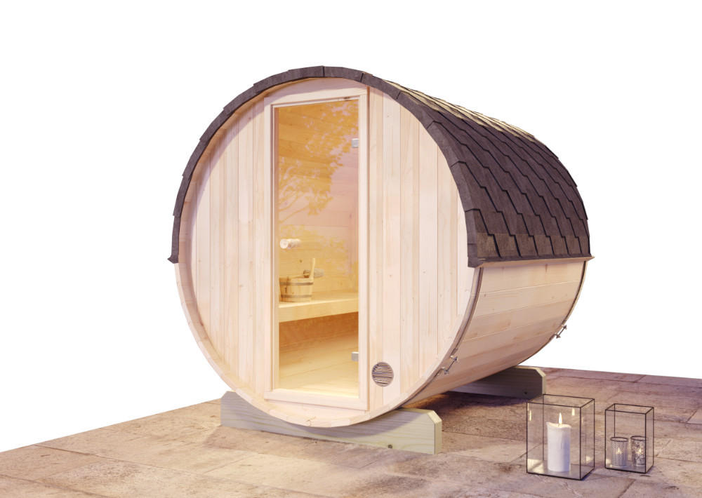FASSSAUNA Holz Mini S - Naturfarben, Holz (199/215/220cm) - FinnTherm