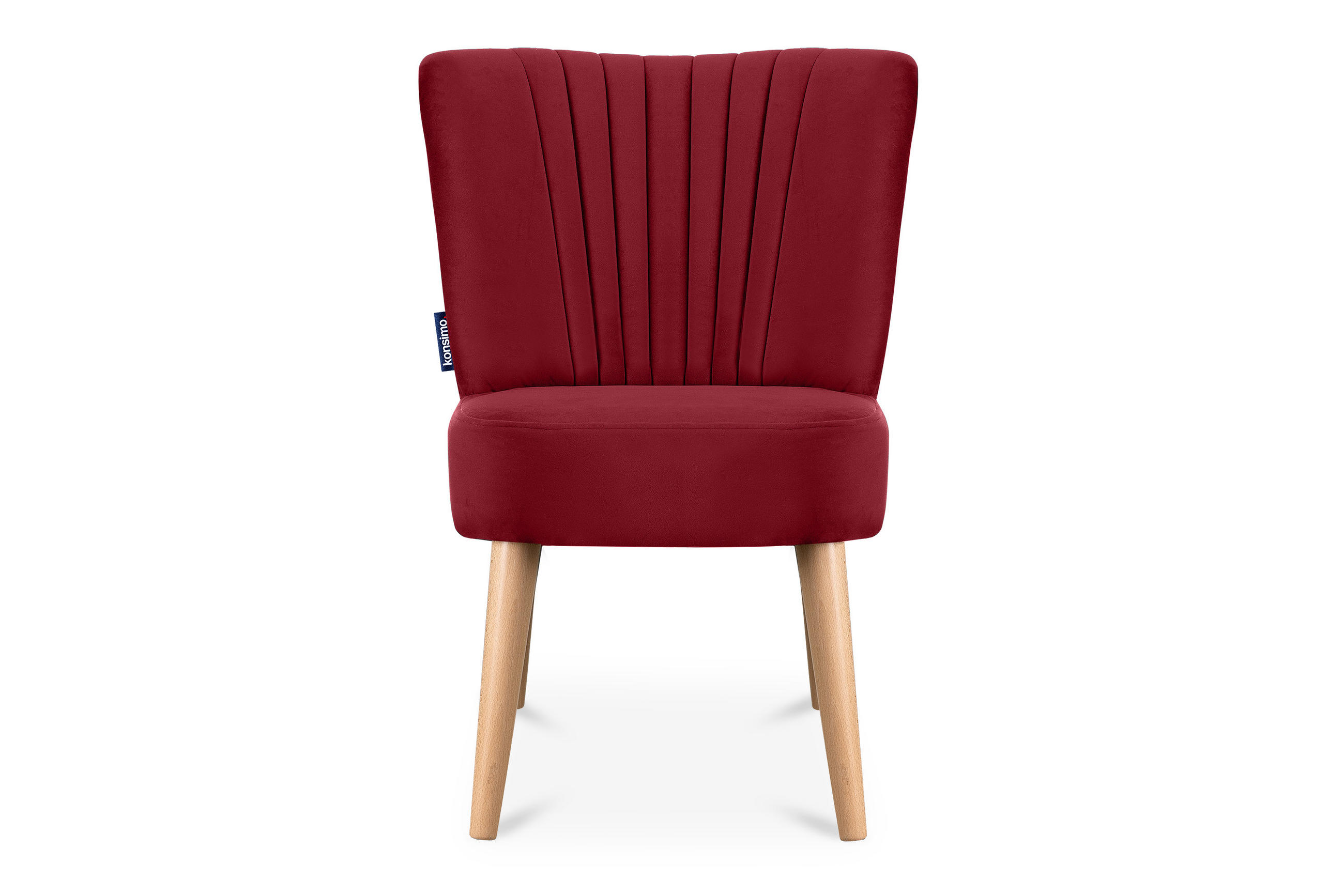 COCKTAILSESSEL DUCO auf hohen Beinen, Rot/Buche - Buchefarben/Rot, Holz/Textil (63/89/65cm) - KONSIMO®