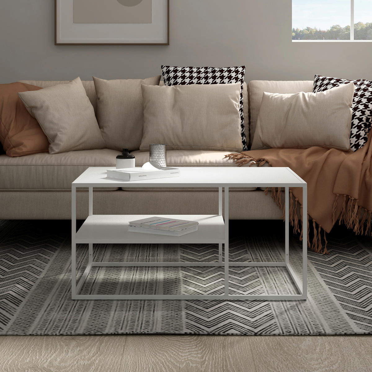 COUCHTISCH Solund 45/90/60 cm - Weiß, Metall (60/90/45cm) - [en.casa]