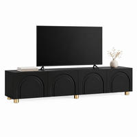 TV-SCHRANK mit 4 Türen 180 x 35 x 40 cm Schwarz mit Metallfüßen - Schwarz, Holzwerkstoff (35/40/180cm) - Beauniv